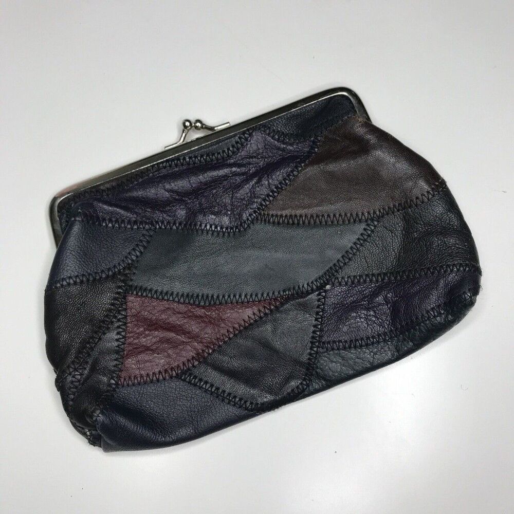 Vintage Patchwork Leather Large Soft Change Purse Clutch